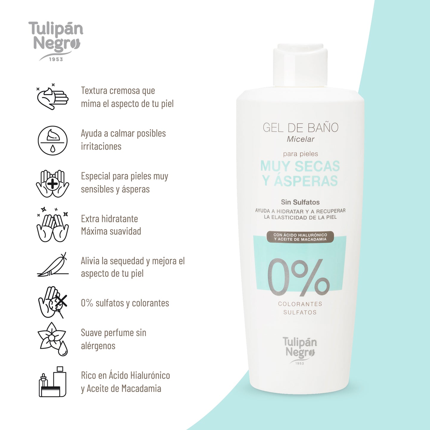 Tulipán Negro Micellar for Dry and Rough Skin Body Wash - 500ML